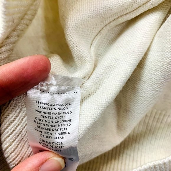 NWT Ann Taylor Sweater Shoulder Button Turtleneck Knit Neutral Oatmeal Mock XXL - Picture 6 of 7